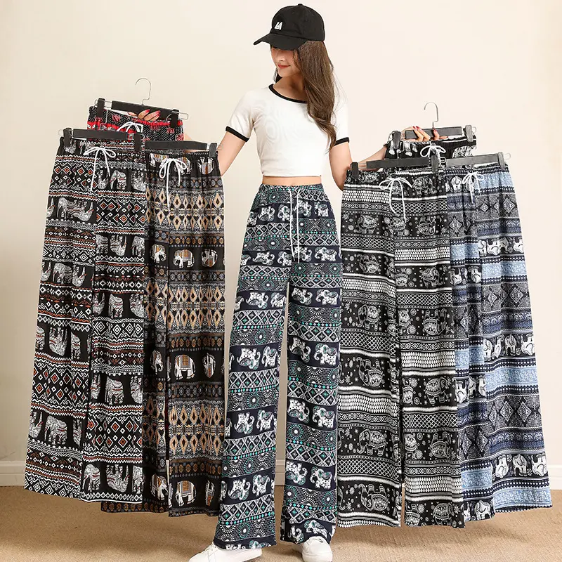 High-Waisted Loose Wide-Leg Women's Pants, Straight Leg, Spring and Summer