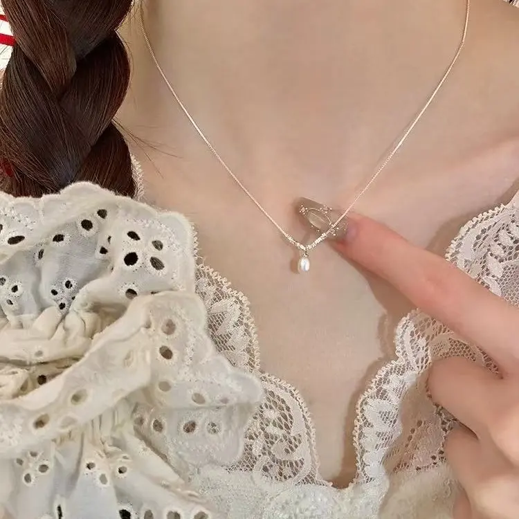 S925 silver pearl necklace, crushed pearl, natural pearl