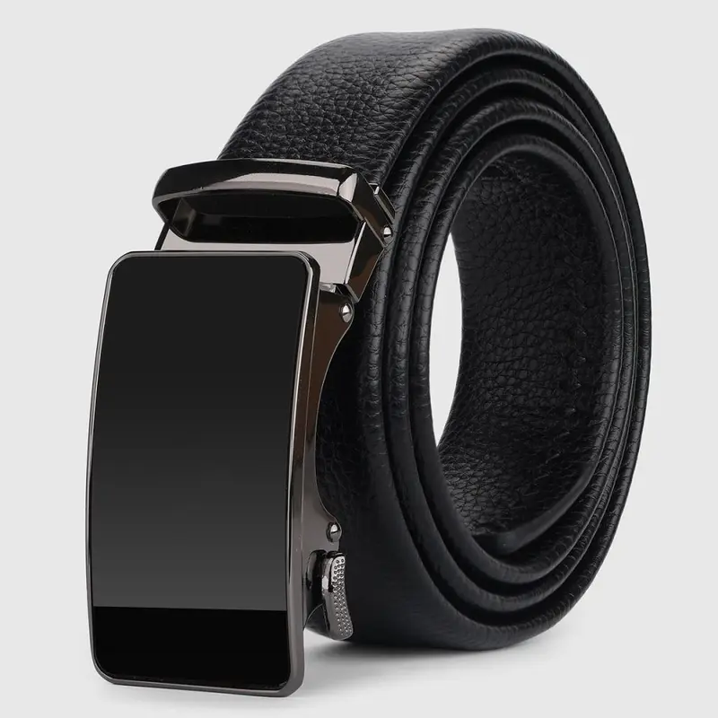 Men's first-layer cowhide belt with automatic buckle