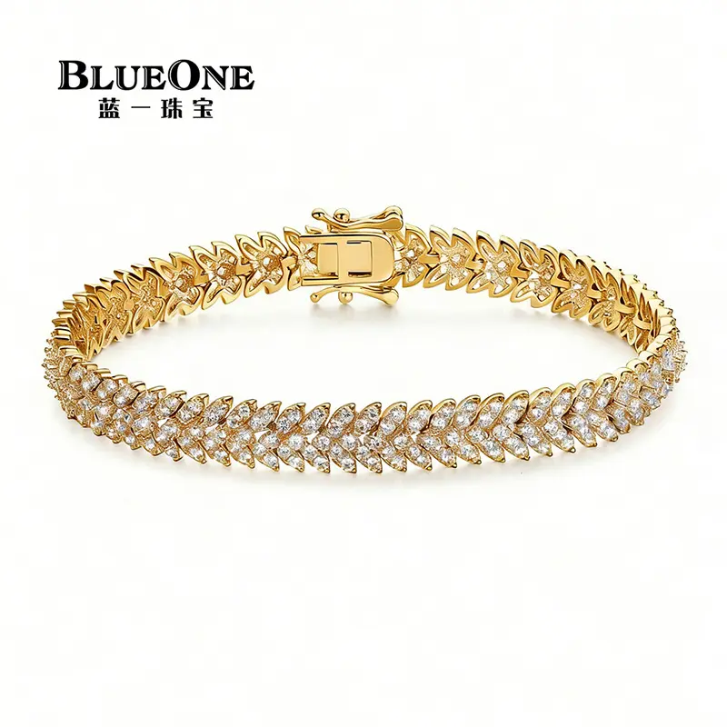 Women's Zirconia Bracelet, Thick Fishbone Chain, Gold and Silver