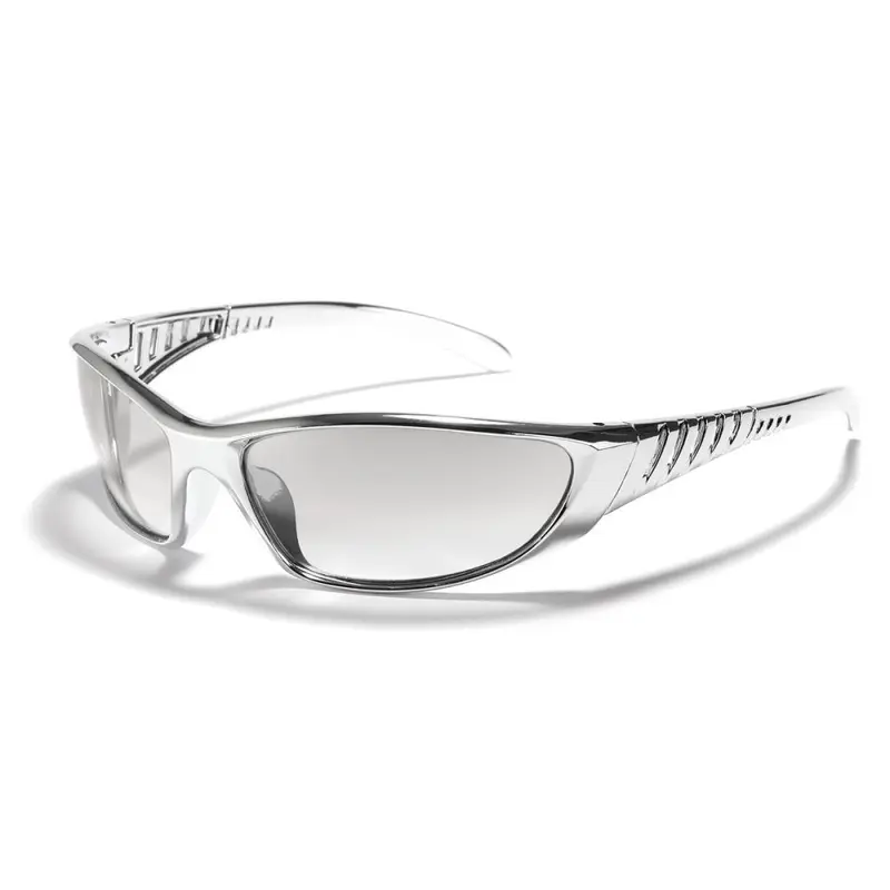 Y2K Silver Sunglasses, Colorful Hollow Frame, Futuristic Design