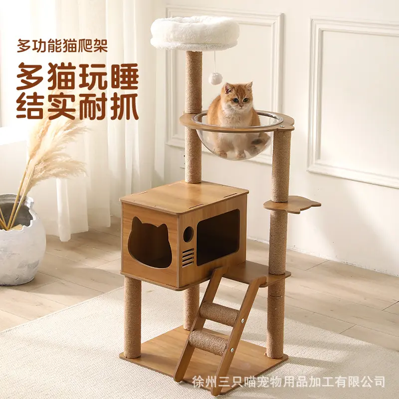 Cat Tree with Scratching Post and Space Capsule House, Durable