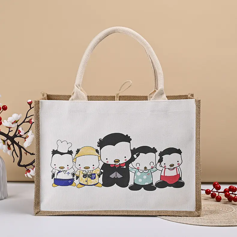 Canvas Lunch Bag Women's Single Shoulder Bag, Japanese Cartoon Style, Large Capacity