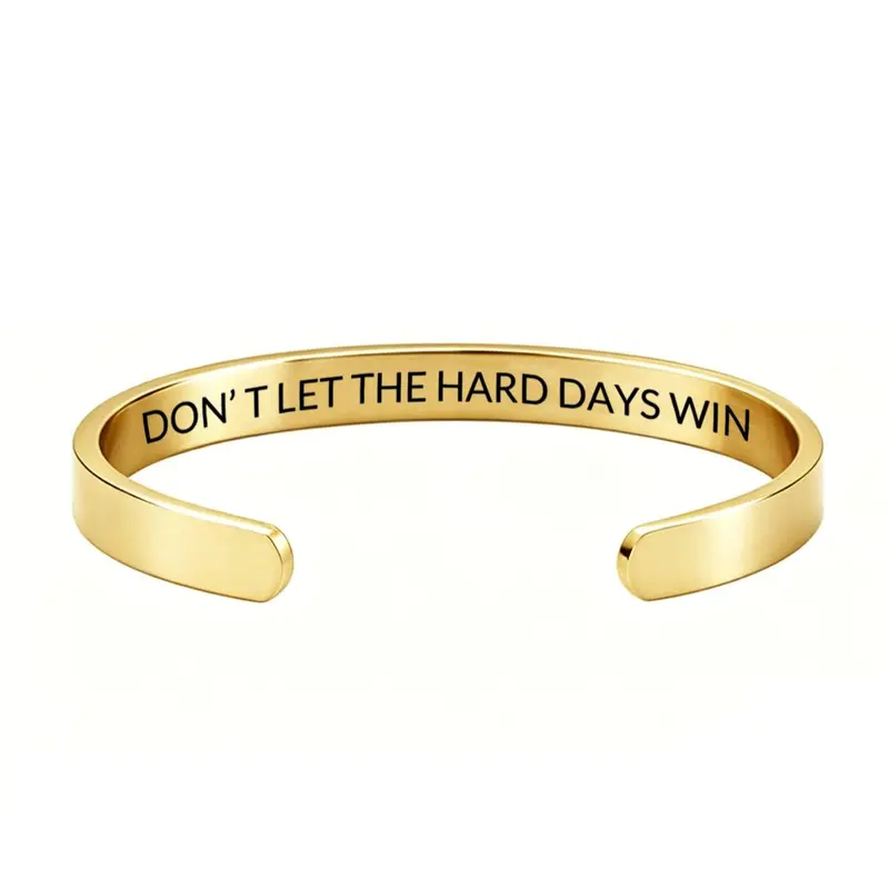 Stainless steel open bracelet, engraved design, multicolor