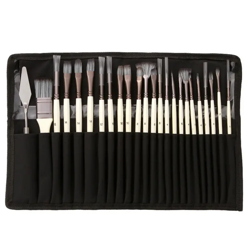24-piece brush set for canvas, oil and watercolor