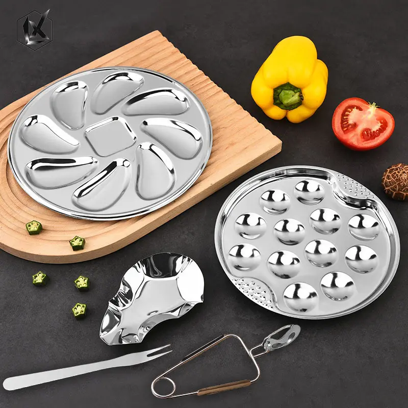 Stainless Steel Oyster and Snail Plate for Steaming and Barbecue