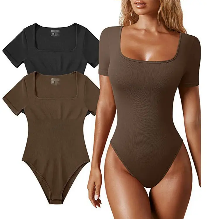 Damen Yoga-Jumpsuit im Sommer, Rippstrick, Kurzarm