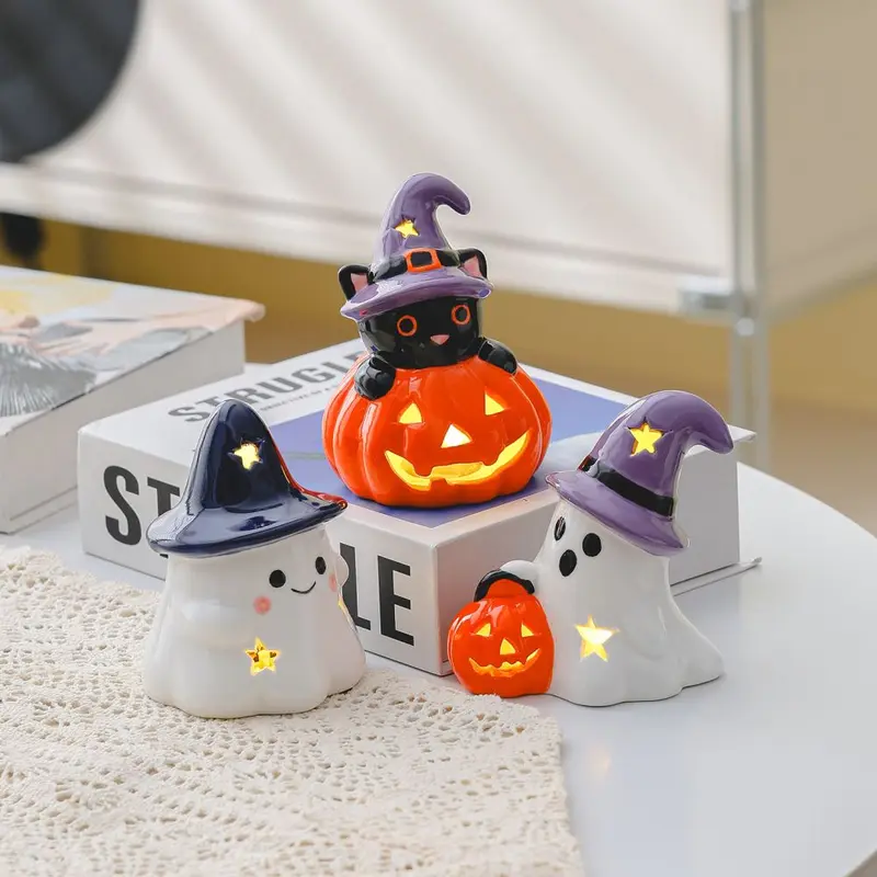 Halloween Pumpkin Glowing Ghost Night Light, Desktop Decoration