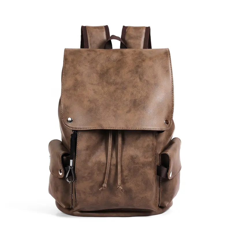 Men's Retro Backpack, PU Leather, Youth School Bag, 2026 Style