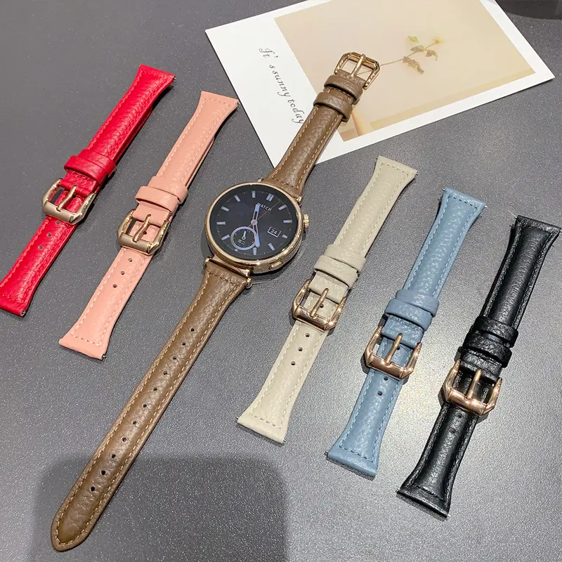 Genuine Leather Lychee Pattern Strap for Huawei GT5 and GT4 Watch