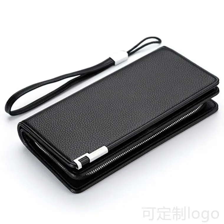 Men's Long Clutch Wallet with Metal-Edge Design, Multi-Card Slots
