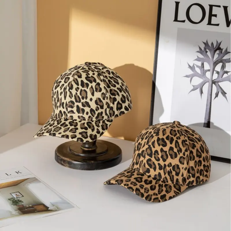 Leopard Print Women's Breathable Baseball Cap, Retro Y2K Style