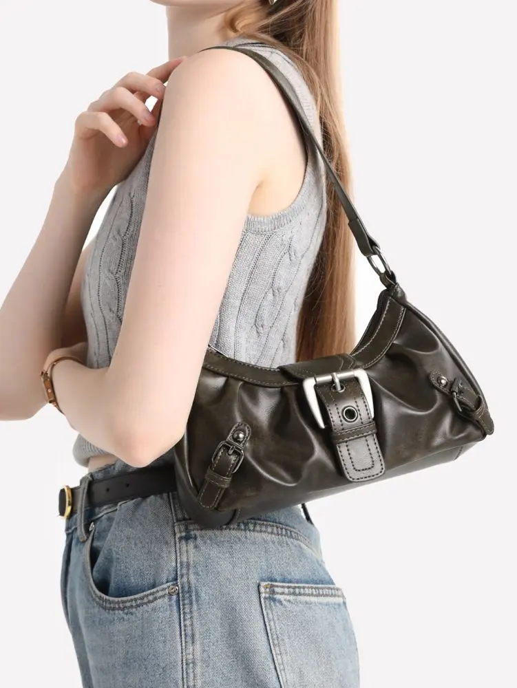2026 Spring/Summer Women's PU Leather Underarm Bag, Single-Shoulder Handbag