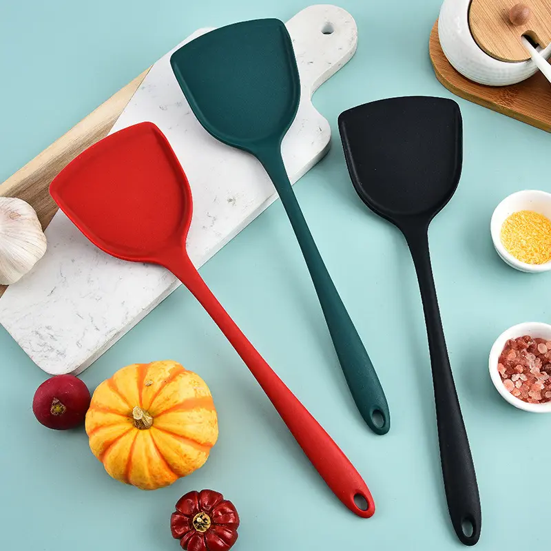 Silikon Spatula Tam Kaplı Integral Çin Spatulası Mutfak Gereçleri Gıda Sınıfı Yapışmaz Tava Yüksek Sıcaklık Dayanıklı Günlük Mutfak Sofra Eşyası