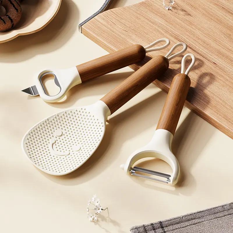 Gemeiju Küchen-Gadget-Set Obstschäler Messer Schäler Flaschenöffner Messingslöffel Kombination Haushaltsartikel
