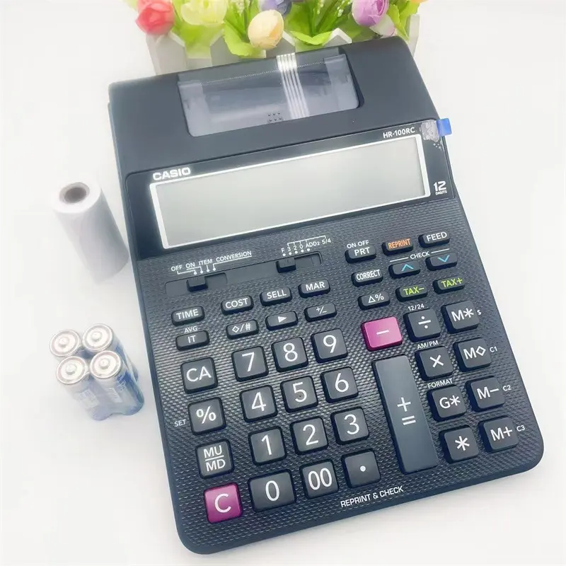 CASIO Printing Calculator, English Version, Two-Color Print, Leather Cover