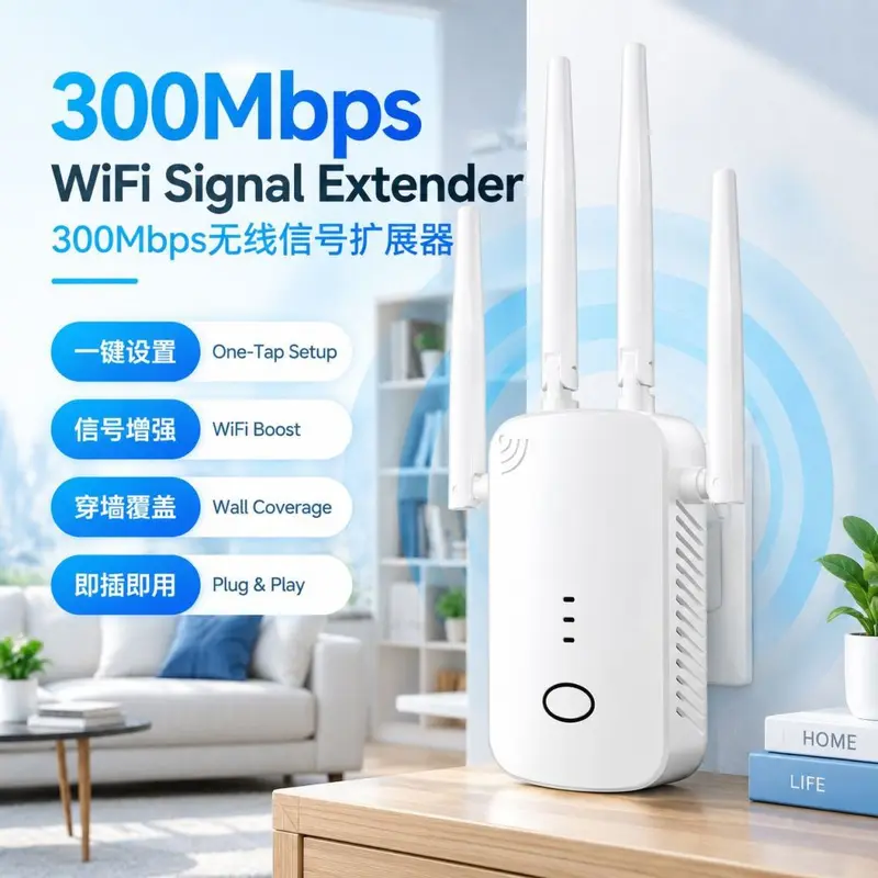WiFi Sinyal Güçlendirme Kablosuz Genişletici 300M Ağ Genişletme Yönlendirici Ev Tipi Güçlendirme Tekrarlayıcısı Güçlendiricisi