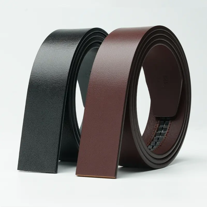 3.5 top layer pure cowhide men's belt without interlayer genuine leather belt without buckle wood pulp leather retro automatic buckle belt