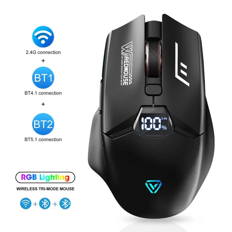 Wireless Bluetooth Dual-Mode-Maus mit Ladefunktion, leise, Gaming, intelligente Bildschirmanzeige, Computer-Monitor-Maus für grenzüberschreitenden Handel