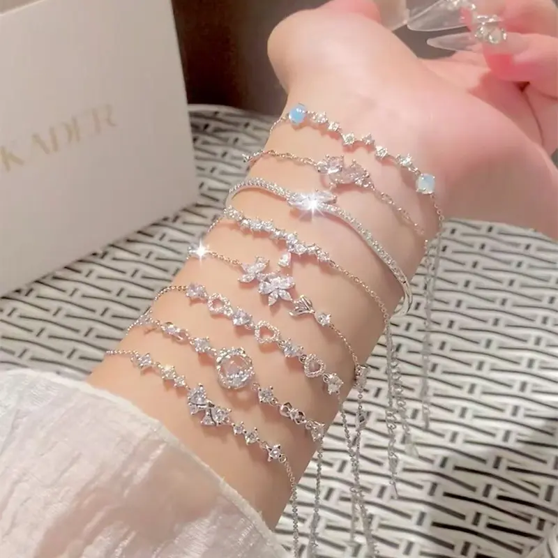 S925 sterling silver moonstone seven star bracelet elegant