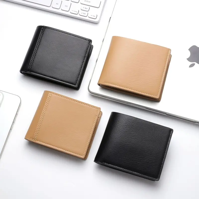 Erkek Kısa PU Cüzdan, RFID Korumalı, Retro Tarz