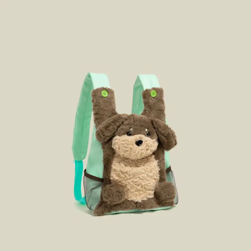 Cute Puppy and Penguin Plush Student Backpack