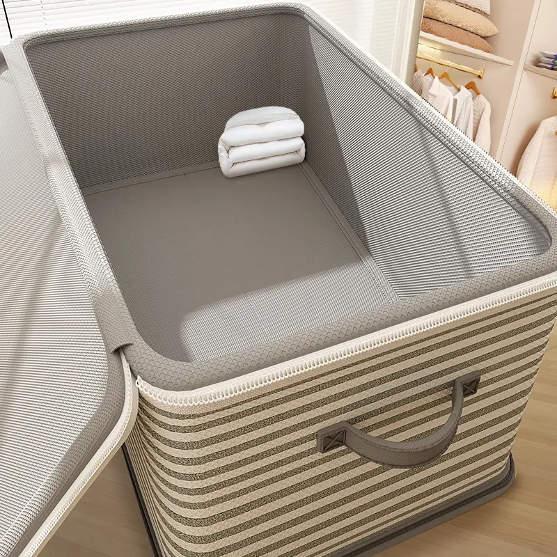 Clothing storage box foldable large capacity with lid