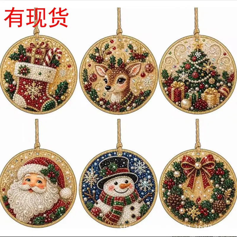 6 parça Noel ahşap süs seti, DIY
