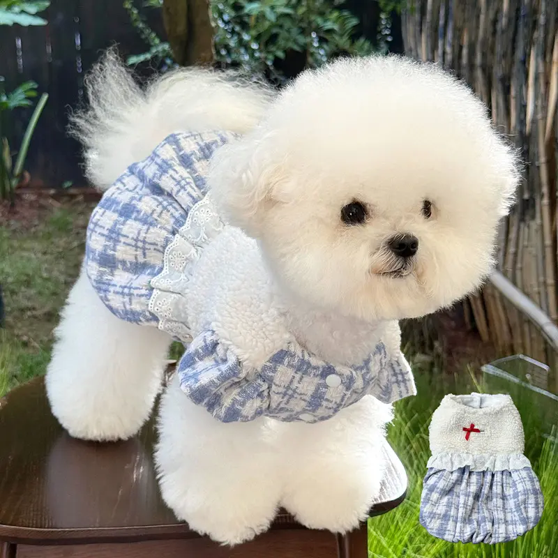 Hunde-Winterkleid mit Fleecefutter, Lammfell-Kürbisrock