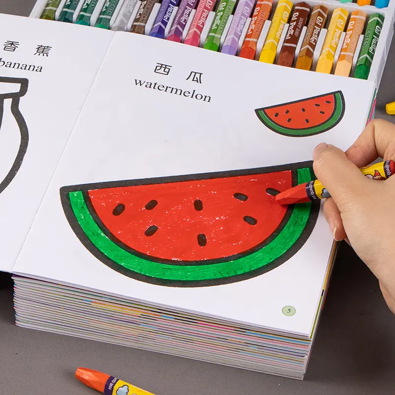 Children's coloring book, ages 2-6, wax crayons, kindergarten activity