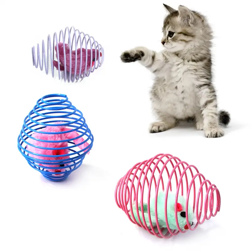 新款 笼中鼠猫玩具 毛绒纯色老鼠可爱造型小猫咪宠物玩具厂家批发