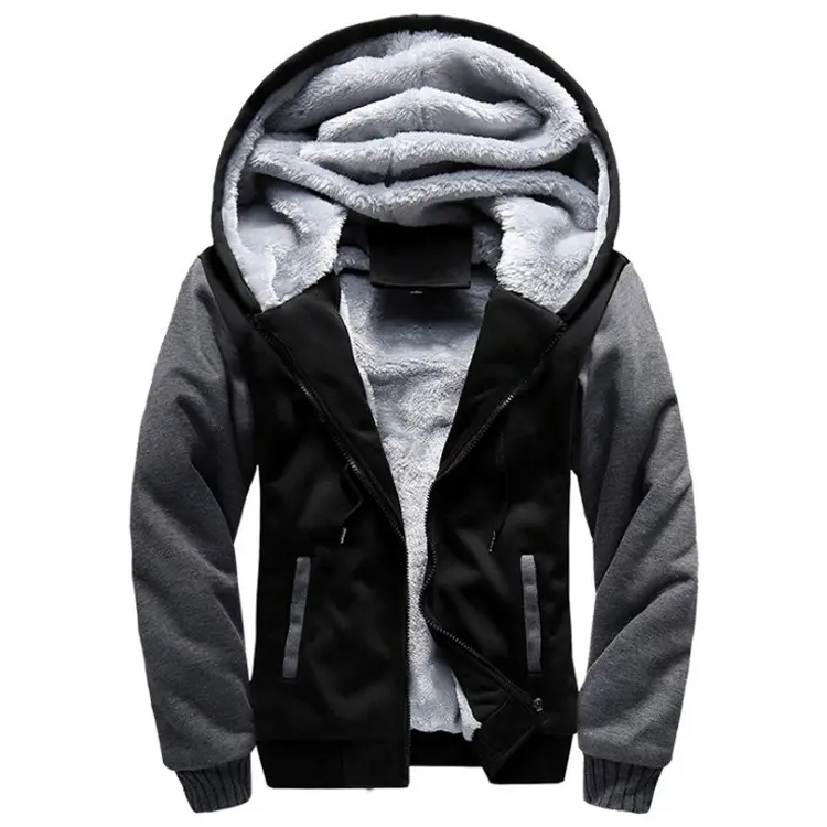 Erkek Kapüşonlu Sweatshirt, Büyük Beden, Polar Astarlı Kalın Sonbahar Kış Ceketi
