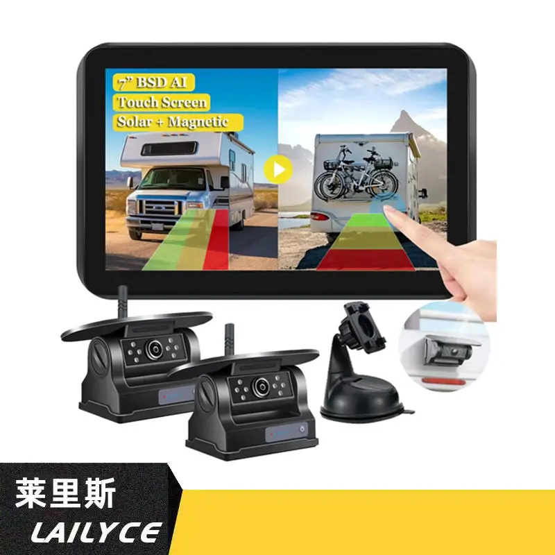 Autokamera, 7 Zoll, 2K, BSD, AI-Technologie, Sonnenenergie